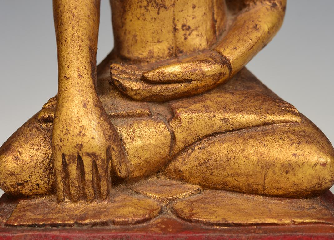 19th Century, Mandalay, A Set of Antique Burmese Wooden Seated Disciple / Monk For Sale 1