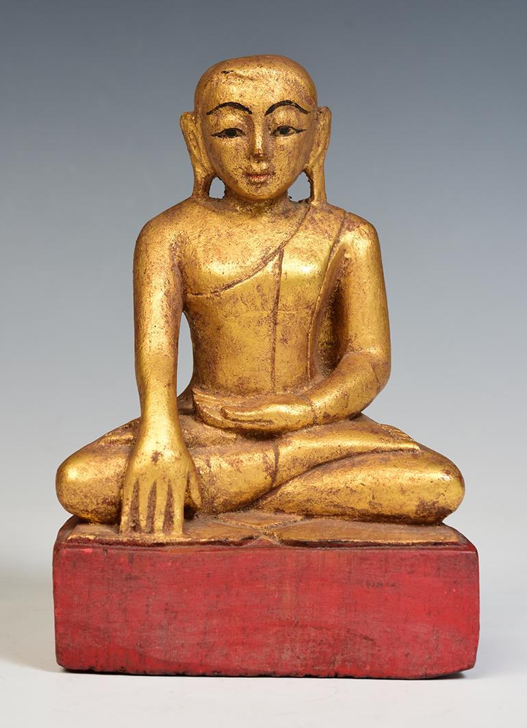 19th Century, Mandalay, A Set of Antique Burmese Wooden Seated Disciple / Monk For Sale 5