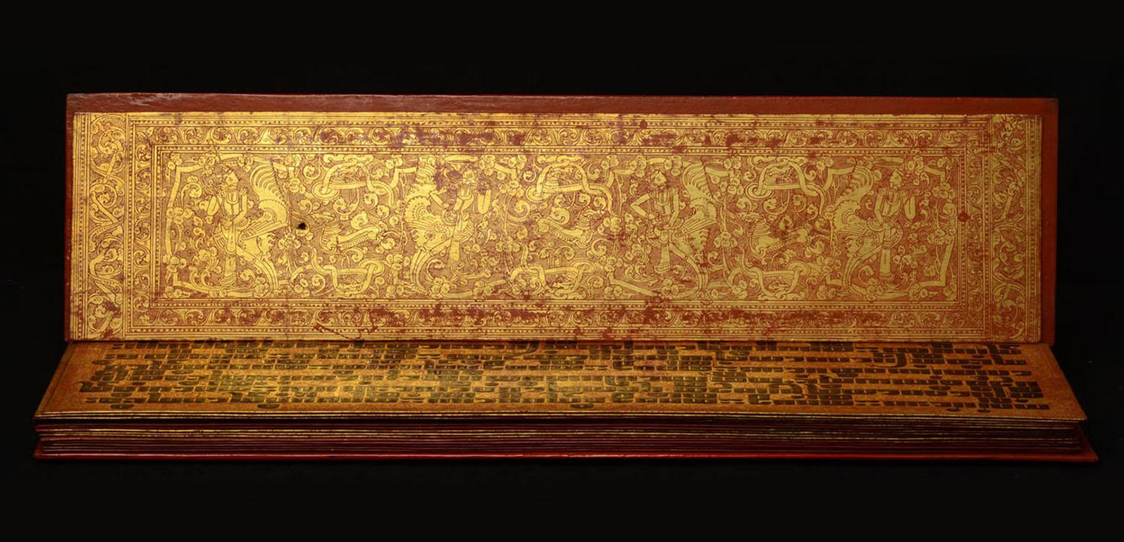 Gilt 19th Century, Mandalay, a Set of Antique Complete Burmese Manuscript 'Kammavaca' For Sale