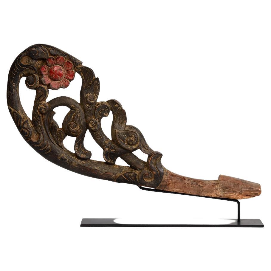 19th Century, Mandalay, Antique Burmese Wood Carving with Stand For Sale