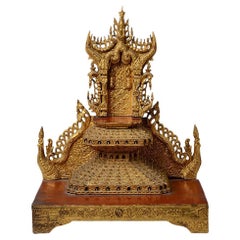 19th Century, Mandalay, Antique Burmese Wooden Buddha's Throne