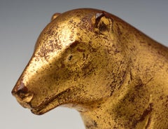 19th Century, Mandalay, Antique Burmese Wooden Mouse with Gilded Gold