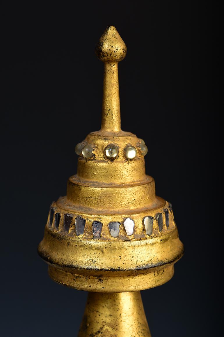 Hand-Carved 19th Century, Mandalay, Antique Burmese Wooden Pagoda For Sale