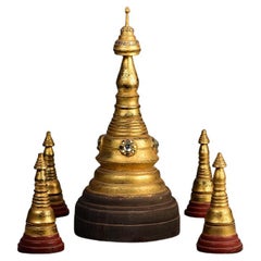 19th Century, Mandalay, Antique Burmese Wooden Pagoda