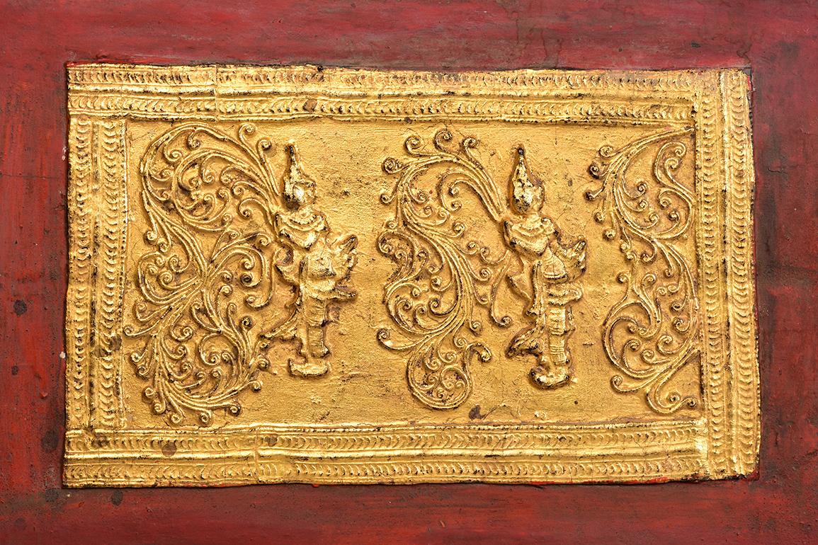 Hand-Carved 19th Century, Mandalay, Antique Burmese Wood Carving Panel