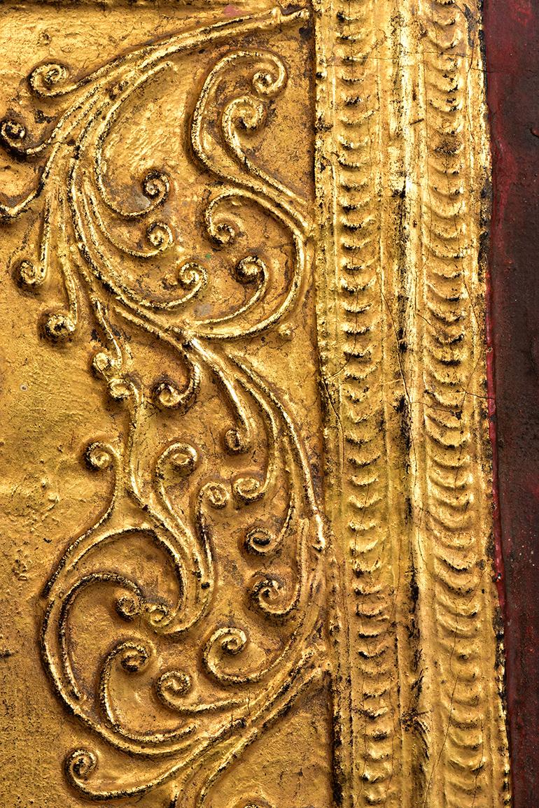 19th Century, Mandalay, Antique Burmese Wood Carving Panel 2