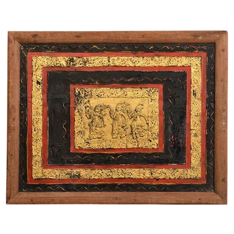 19th Century, Mandalay, Antique Burmese Wood Carving Panel For Sale