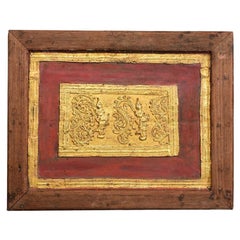 19th Century, Mandalay, Used Burmese Wood Carving Panel