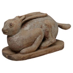 19th Century, Mandalay, Antique Burmese Wooden Rabbit
