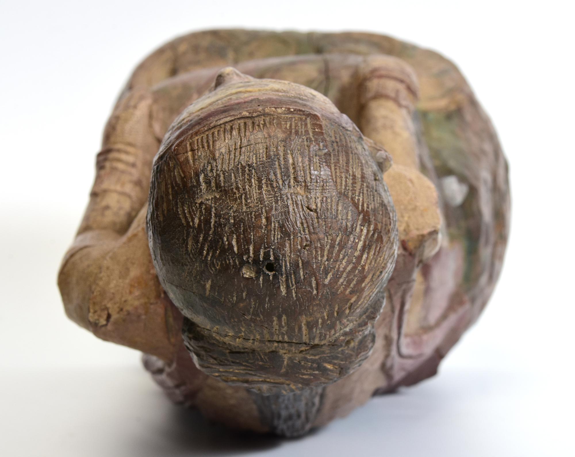 19th Century, Mandalay, Antique Burmese Wooden Seated Figure For Sale 11