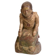 19th Century, Mandalay, Antique Burmese Wooden Seated Figure