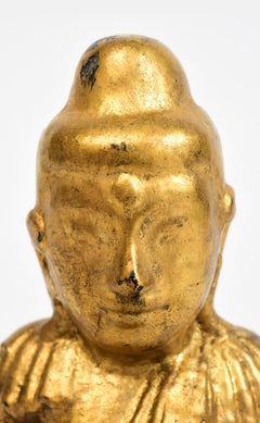 19th Century, Mandalay, Antique Burmese Wooden Seated Lotus Buddha