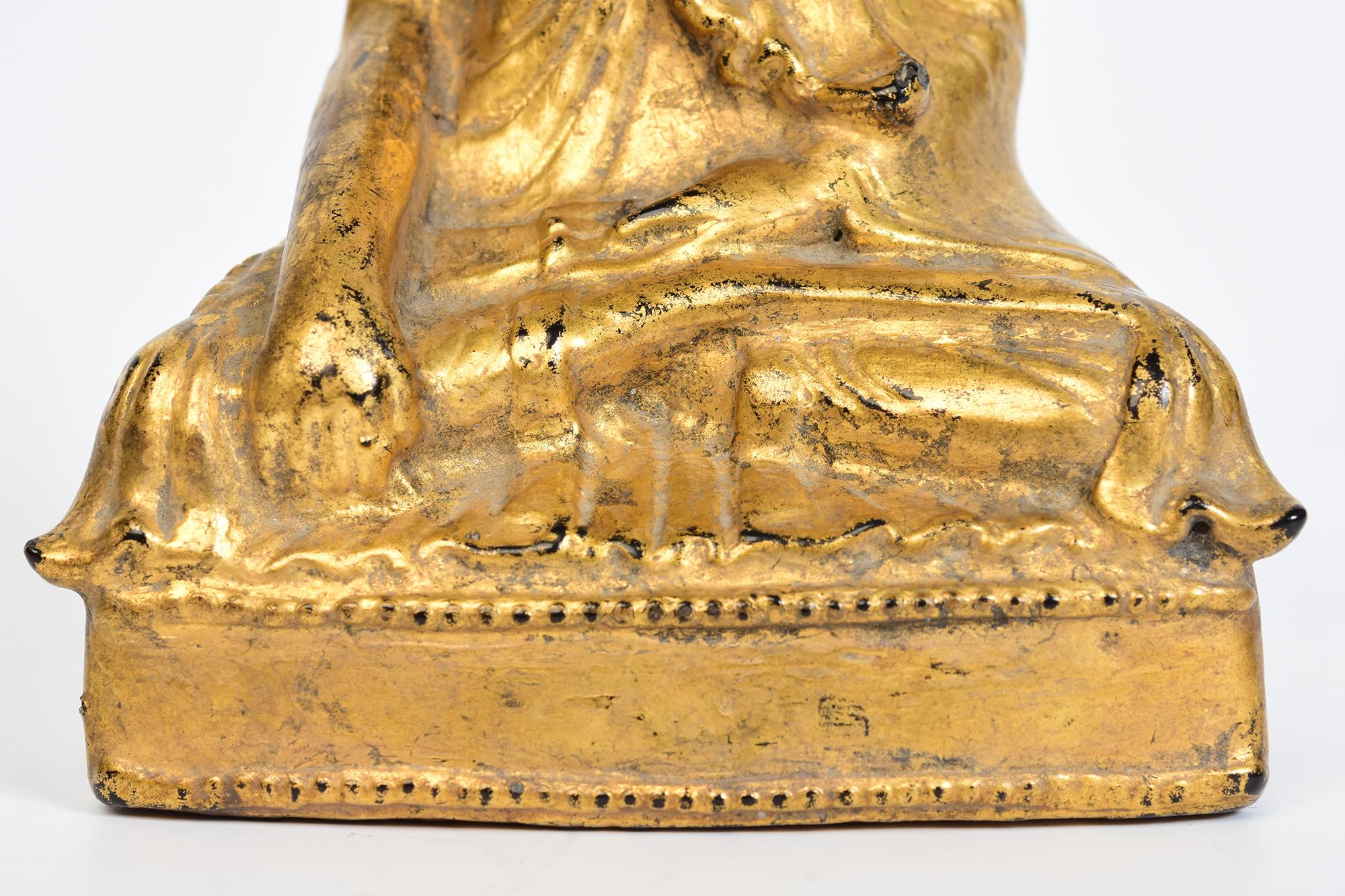 19th Century, Mandalay, Antique Burmese Wooden Seated Lotus Buddha For Sale 1