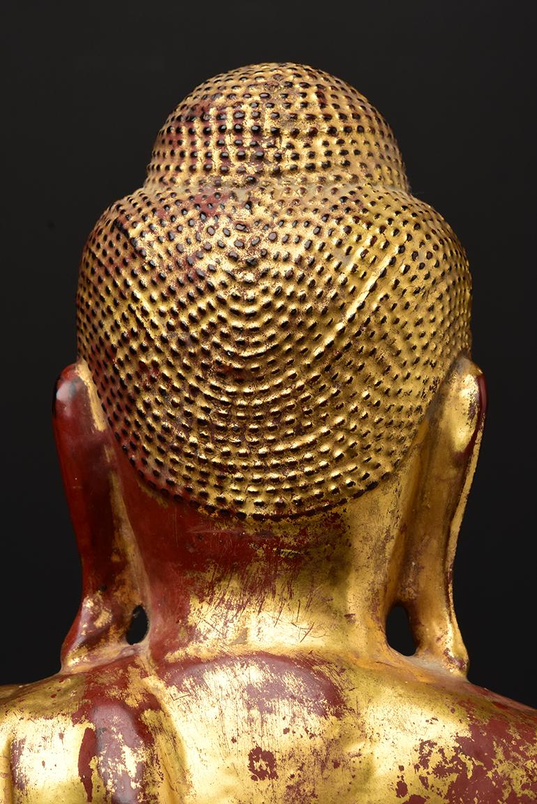 19th Century, Mandalay, Antique Burmese Wooden Standing Buddha 6