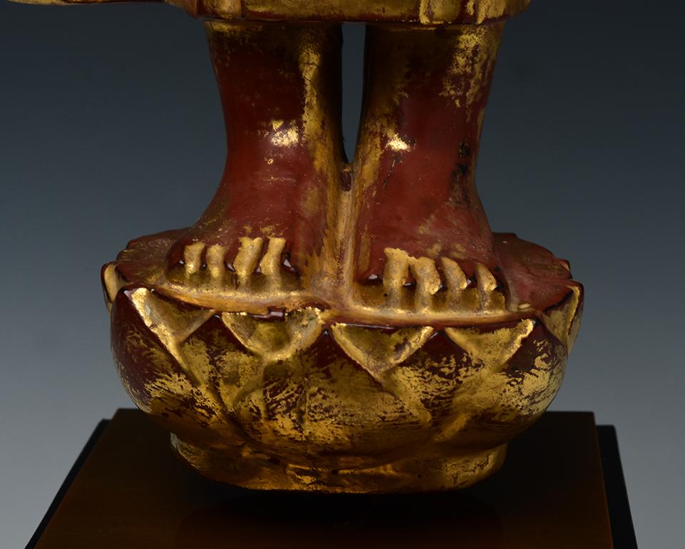 19th Century, Mandalay, Antique Burmese Wooden Standing Buddha 2