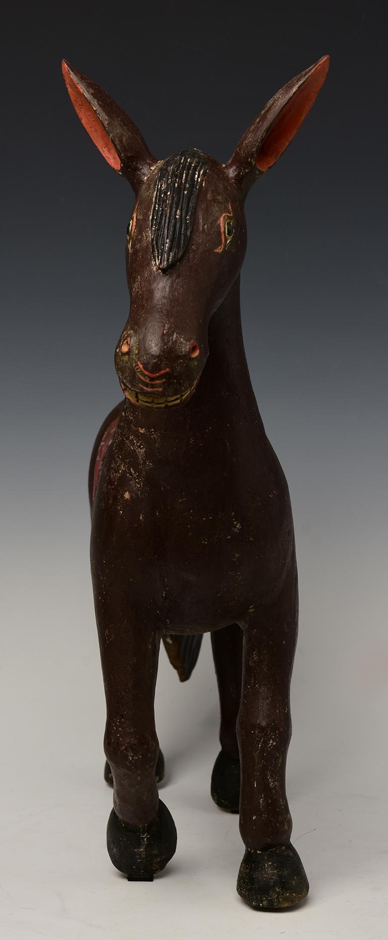 19th Century, Mandalay, Antique Burmese Wooden Walking Horse Figurine 5