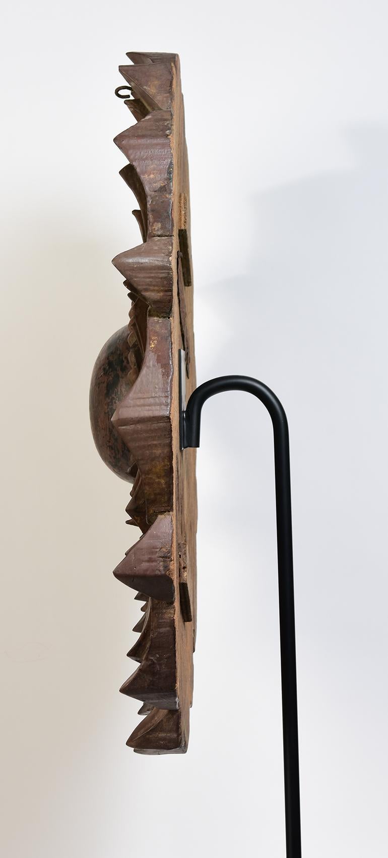 19th Century, Mandalay, Large Antique Burmese Wooden Flower Decoration For Sale 7