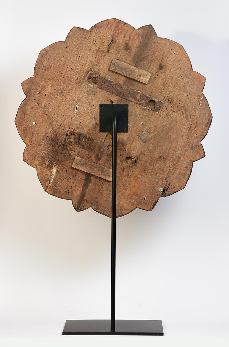 19th Century, Mandalay, Large Antique Burmese Wooden Flower Decoration For Sale 8