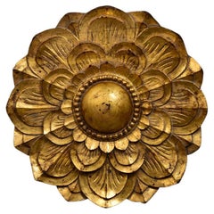 19th Century, Mandalay, Large Antique Burmese Wooden Flower Decoration