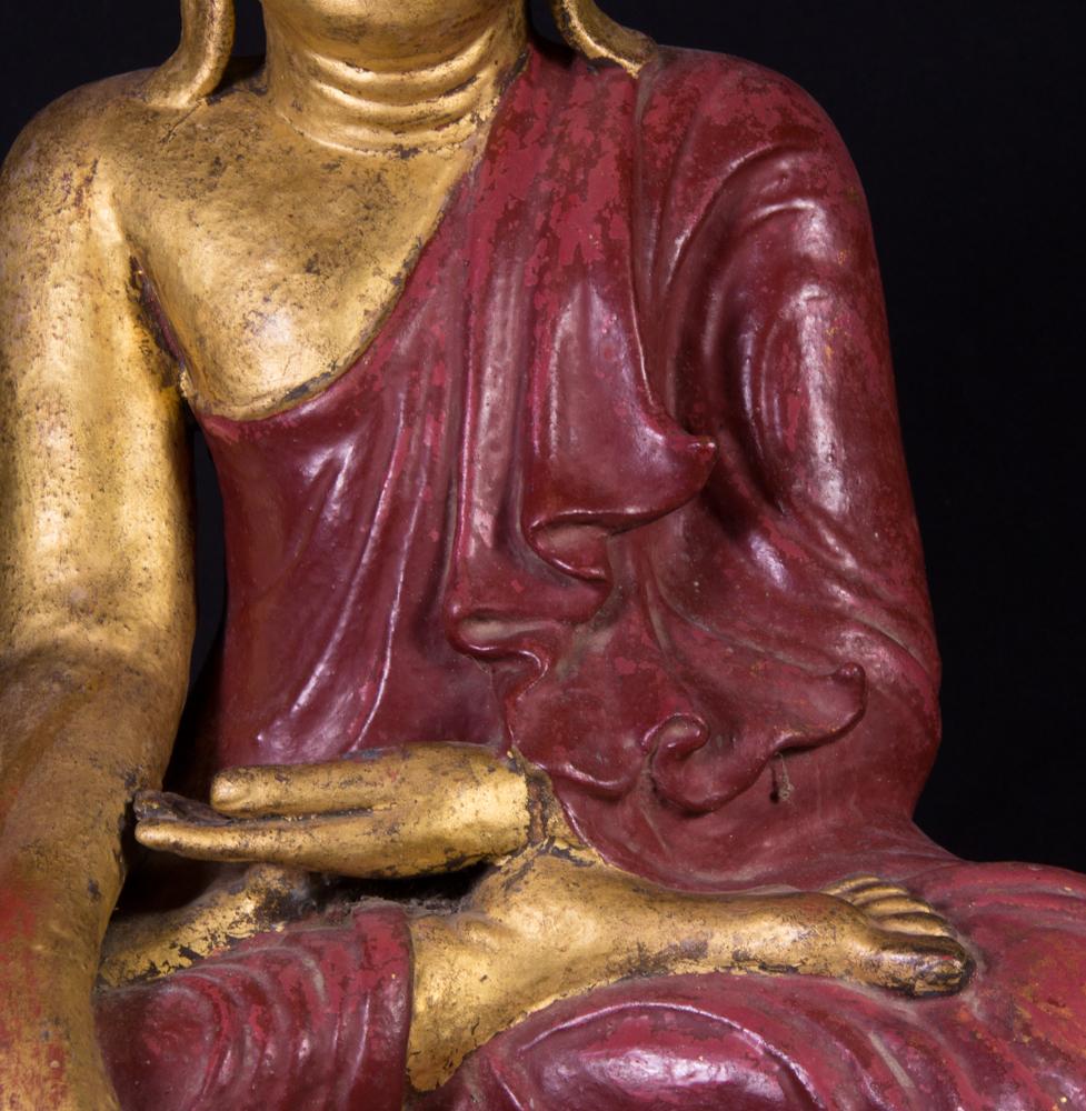 19th century Mandalay style antique Burmese Buddha statue in Bhumisparsha Mudra For Sale 6