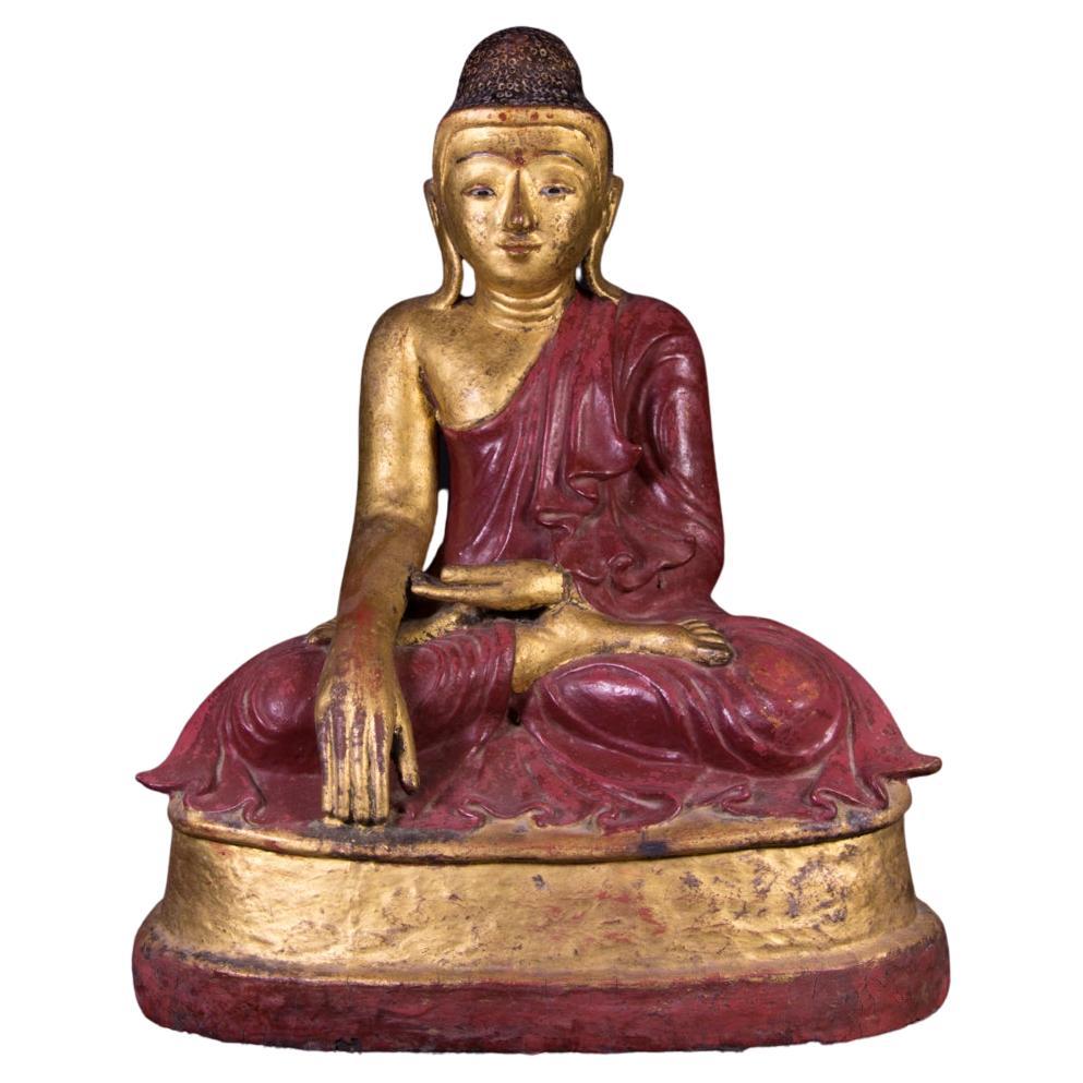 19th century Mandalay style antique Burmese Buddha statue in Bhumisparsha Mudra For Sale