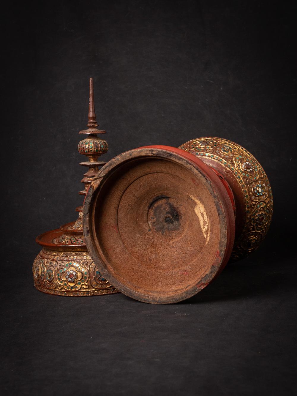 Antikes burmesisches Holzgefäß im Mandalay-Stil des 19. Jahrhunderts im Angebot 13