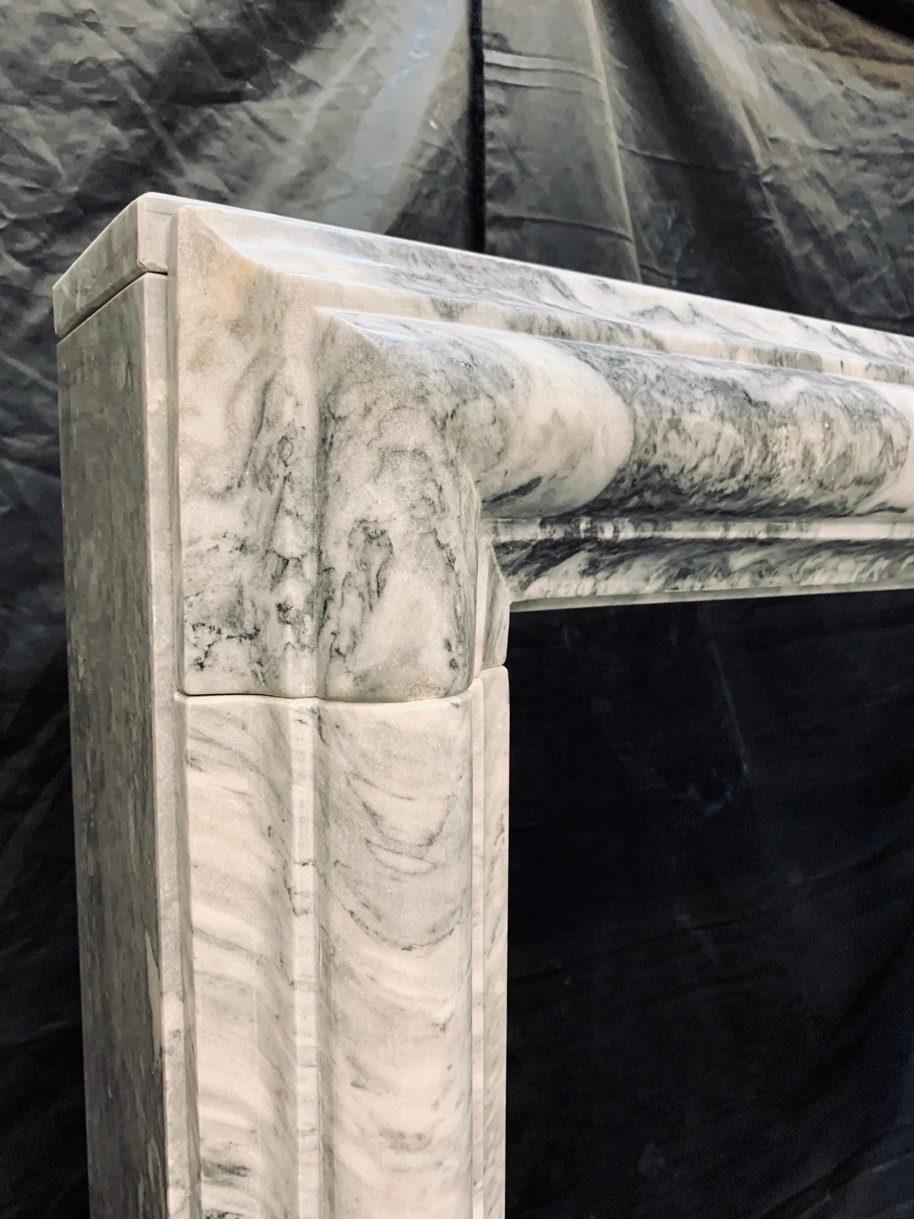 Victorian 19th Century Manner Bardigilo Marble Bolection Fireplace Surround.  For Sale
