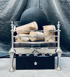 19th Century Manner Polished Steel Fire Grate