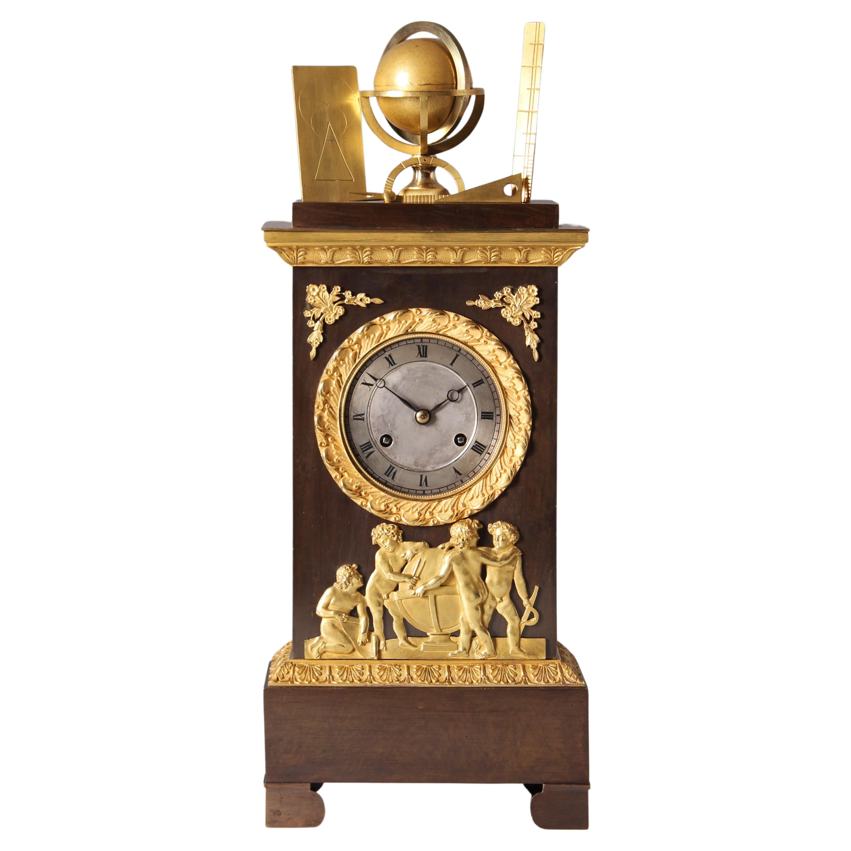 Horloge de cheminée du XIXe siècle "Astronomie", France vers 1830