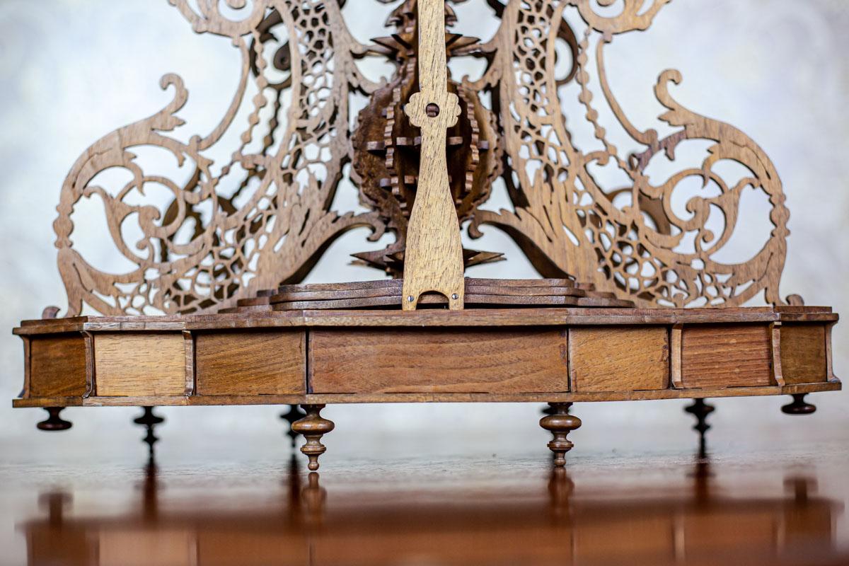 Elaborately Carved Exotic Wood Mantel Clock from the Late 19th Century For Sale 4