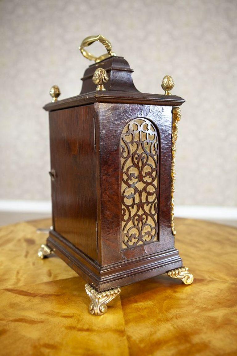 European 19th-Century Mantel Clock Thomas Smith London with Decorative Metal Fittings