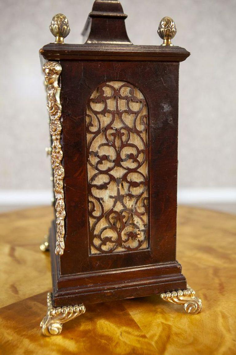 19th Century 19th-Century Mantel Clock Thomas Smith London with Decorative Metal Fittings