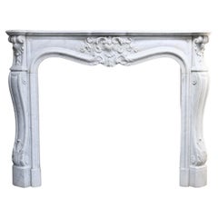 19th Century Mantel in Style of Louis XV of Carrara Marble