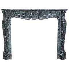 19th Century Mantel Piece in Pompadour Style of Vert de Mer Marble