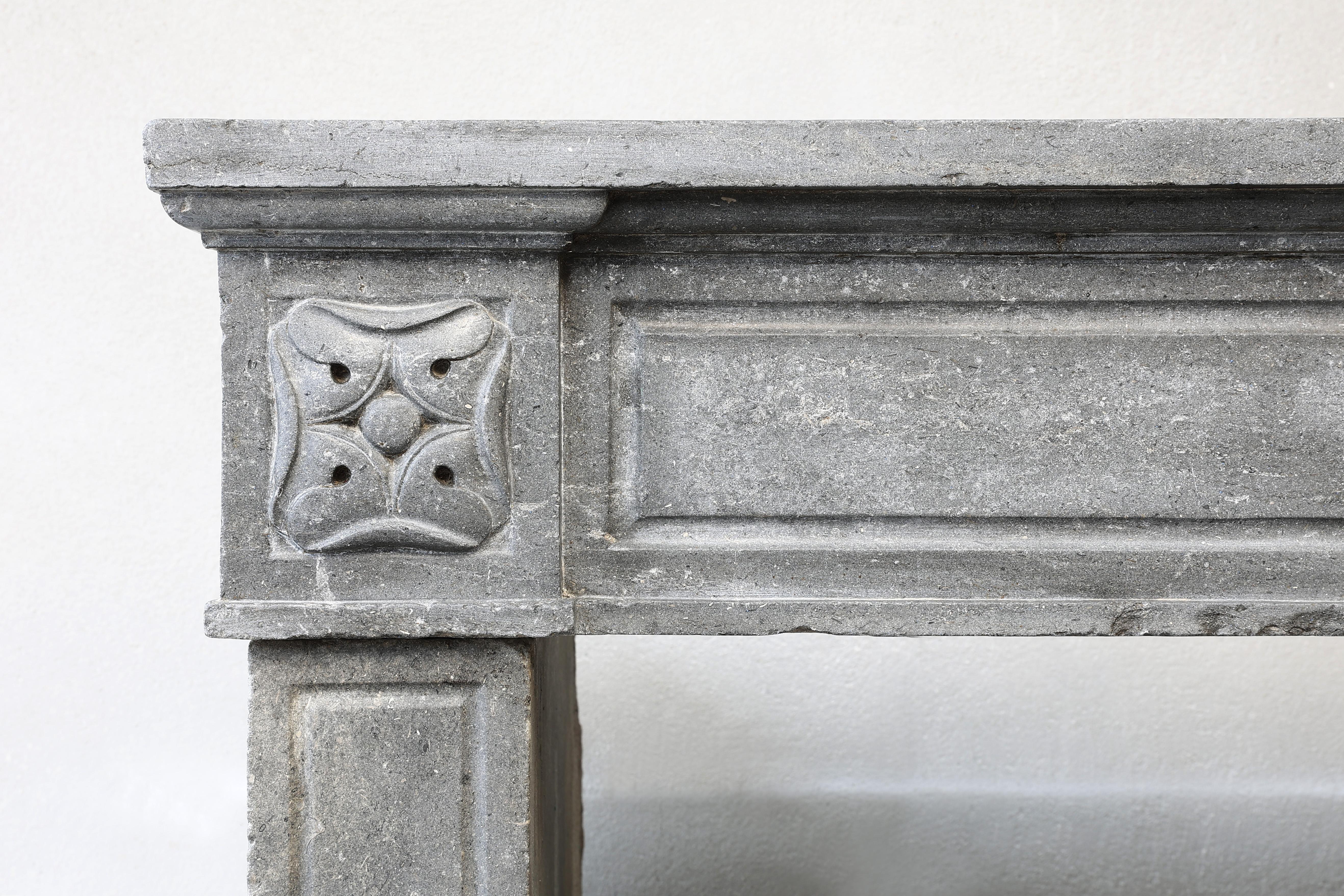 French 19th Century Mantel Piece in Style of Louis XVI of Gray Marble Stone For Sale