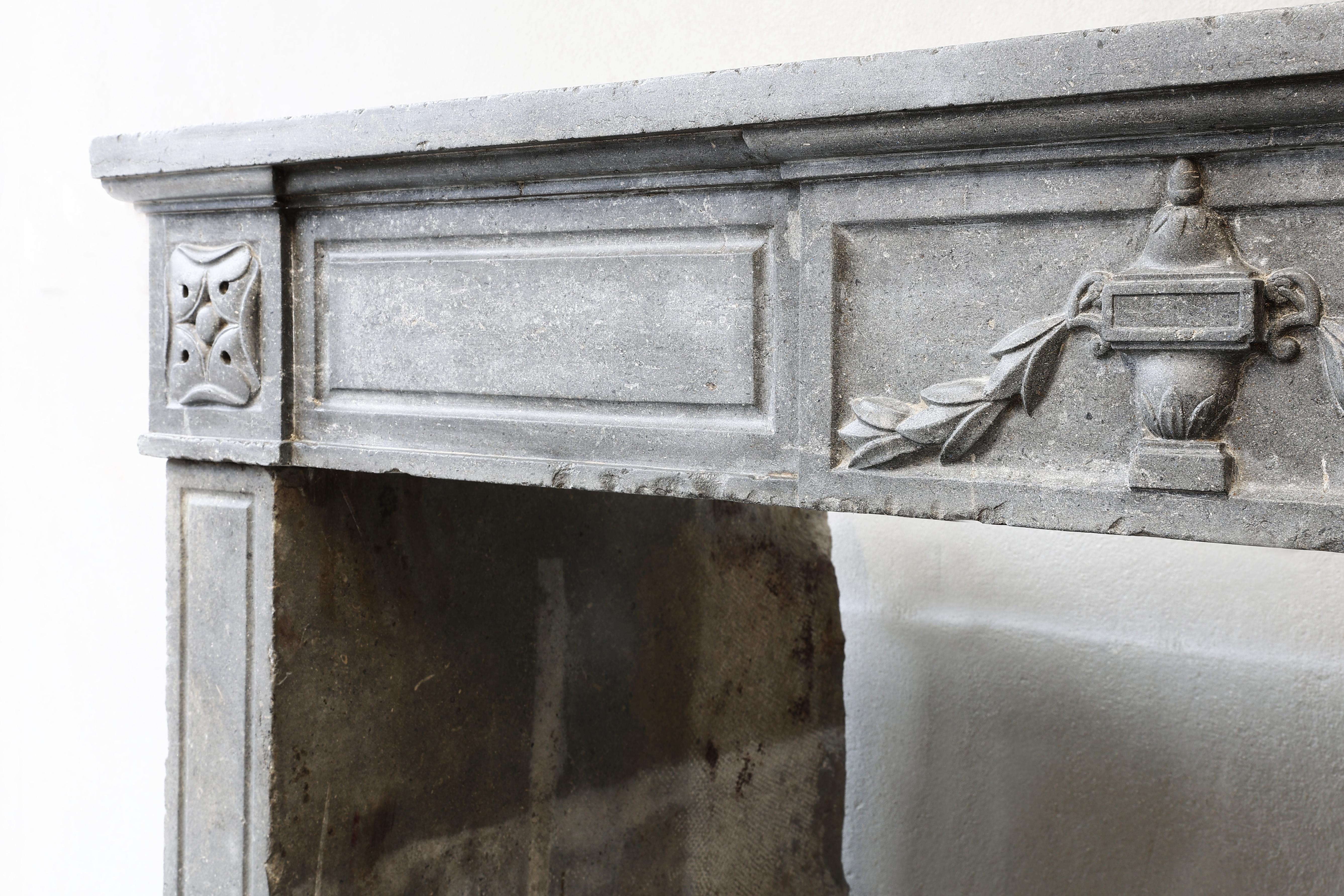 Other 19th Century Mantel Piece in Style of Louis XVI of Gray Marble Stone For Sale