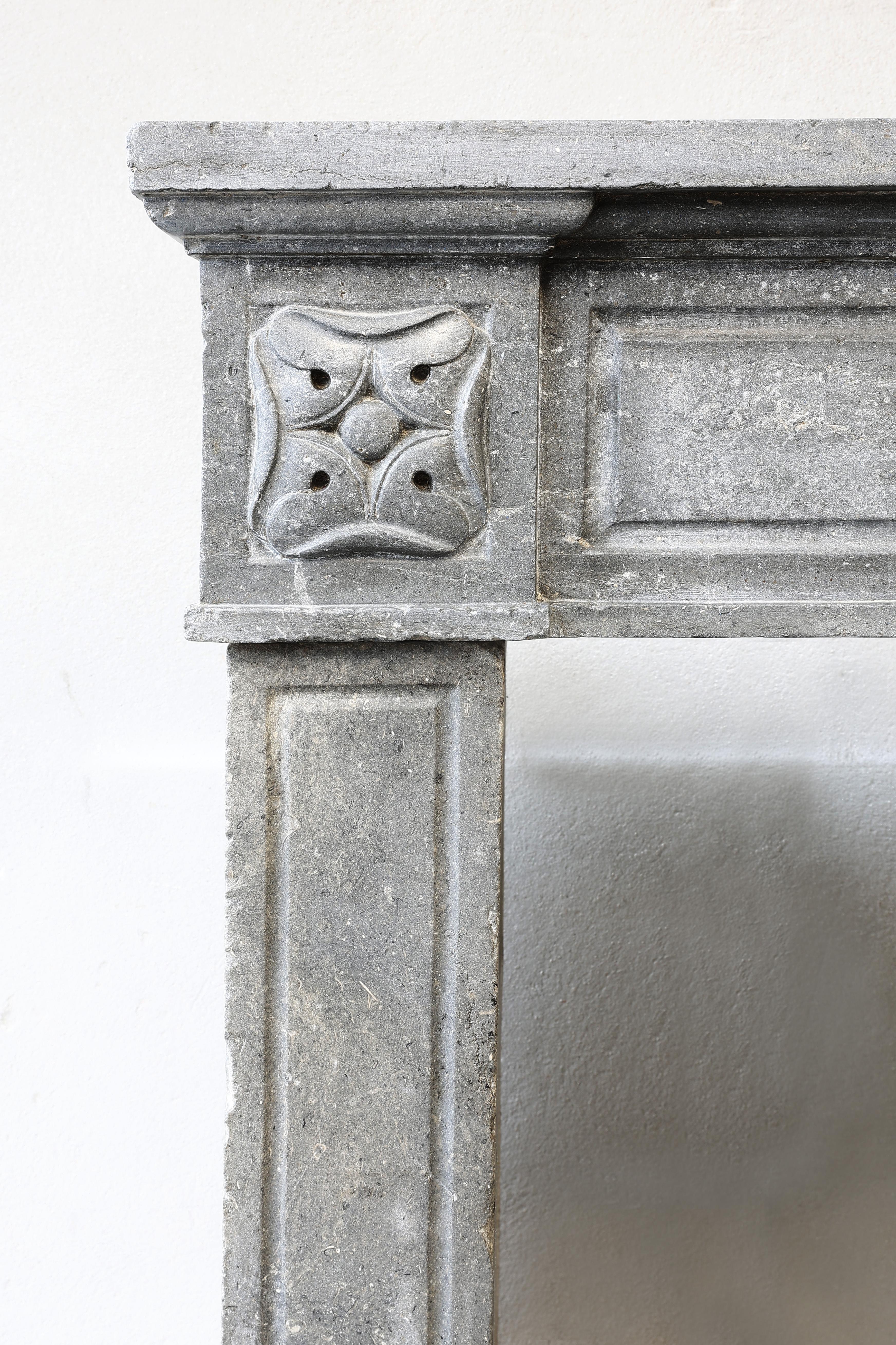 19th Century Mantel Piece in Style of Louis XVI of Gray Marble Stone For Sale 4