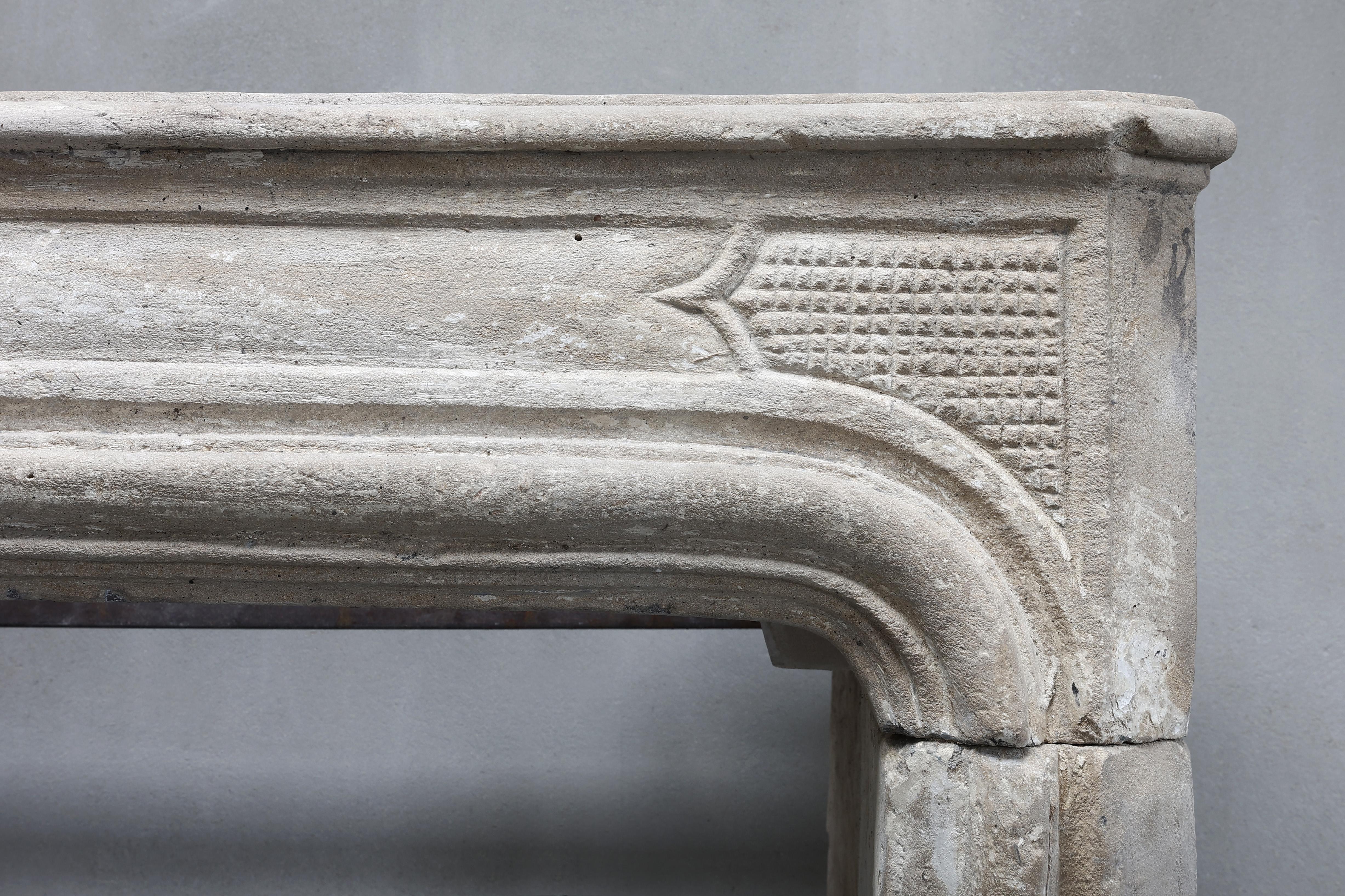 19th Century Mantel Piece of French Limestone in Style of Louis XIV In Good Condition In Made, NL