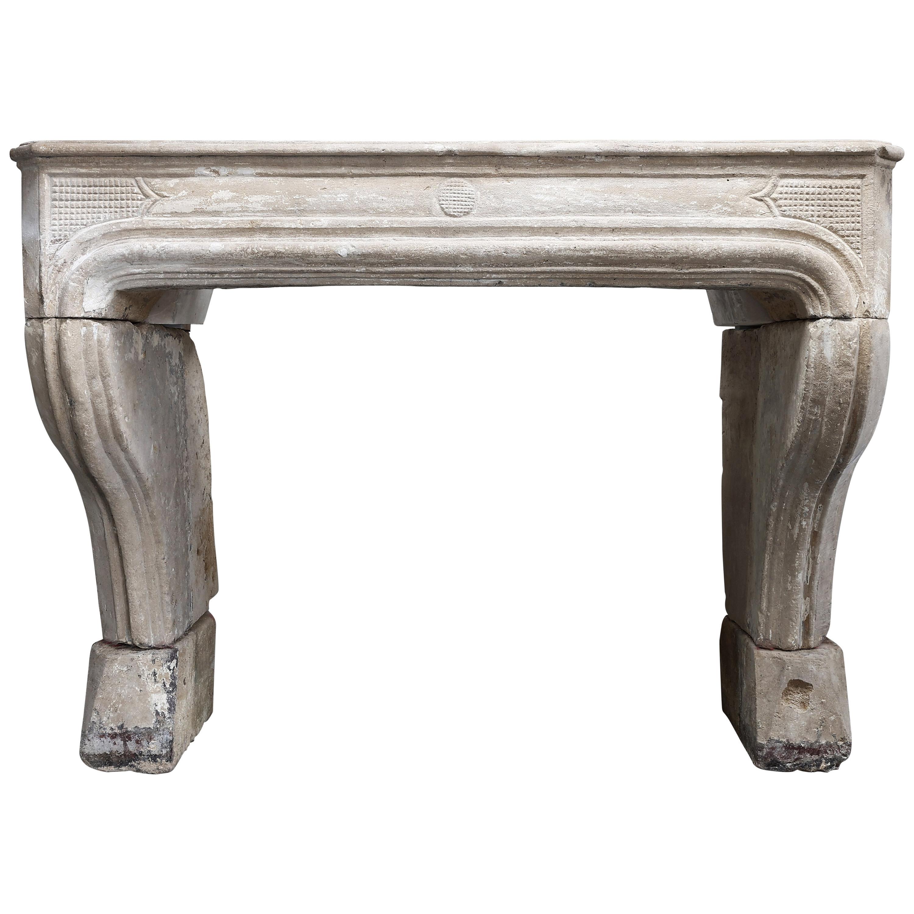 19th Century Mantel Piece of French Limestone in Style of Louis XIV