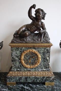 19th Century Mantel Set with Bacchus Decoration