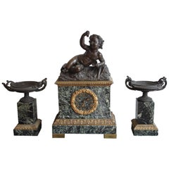 19th Century Mantel Set with Bacchus Decoration