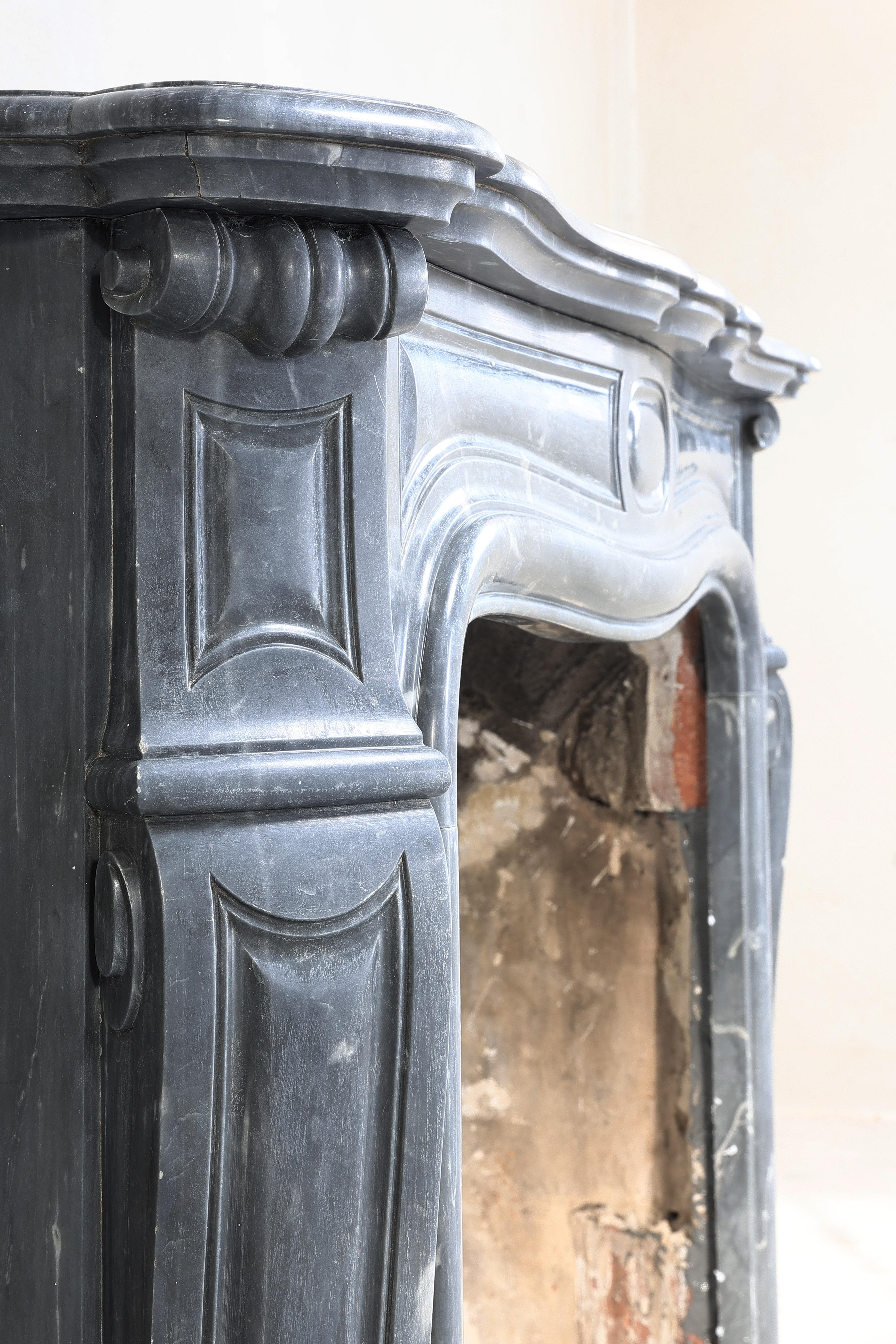 19th Century Mantel Surround of Blue Turquin Marble in Style of Pompadour 5
