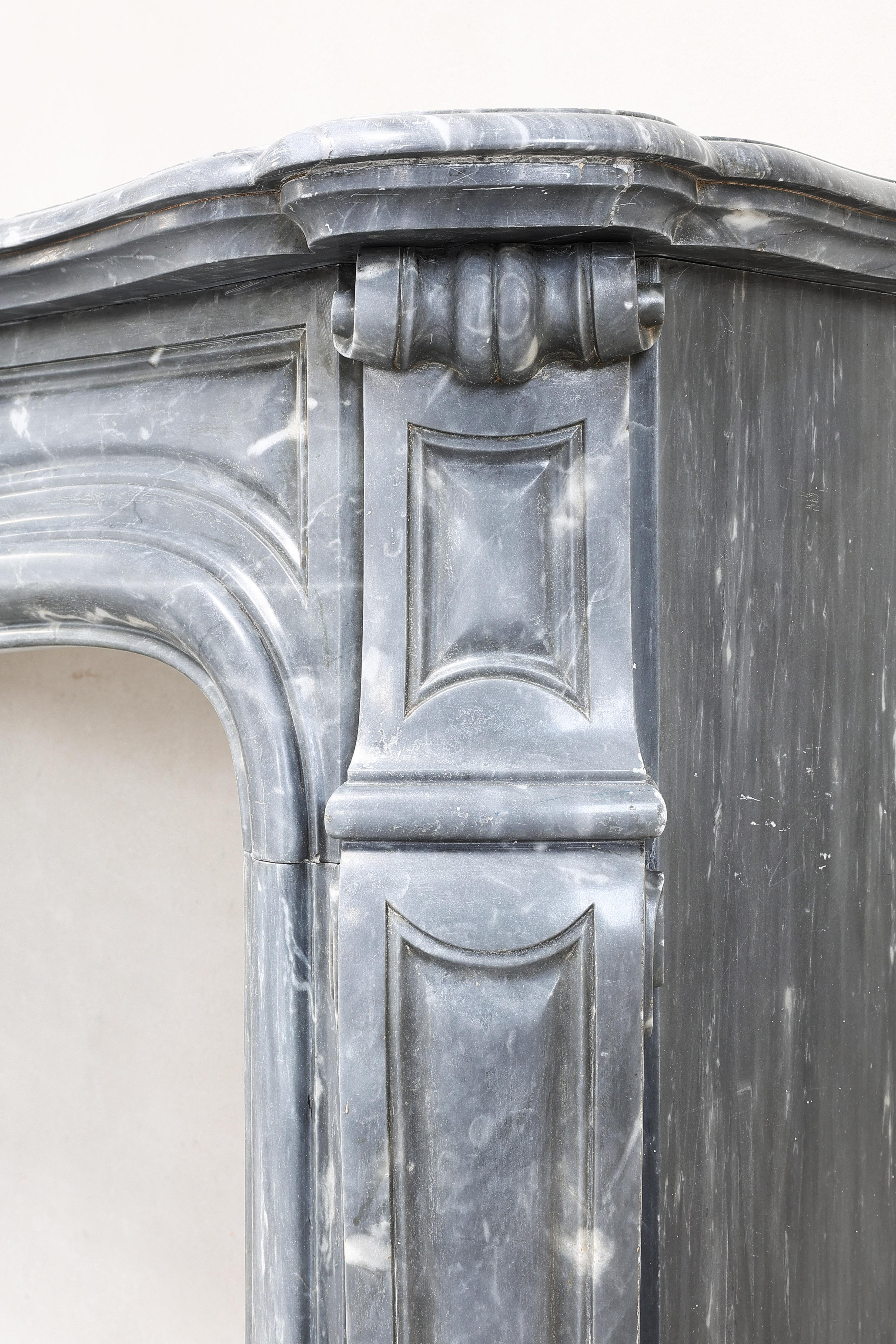 19th Century Mantel Surround of Blue Turquin Marble in Style of Pompadour 2