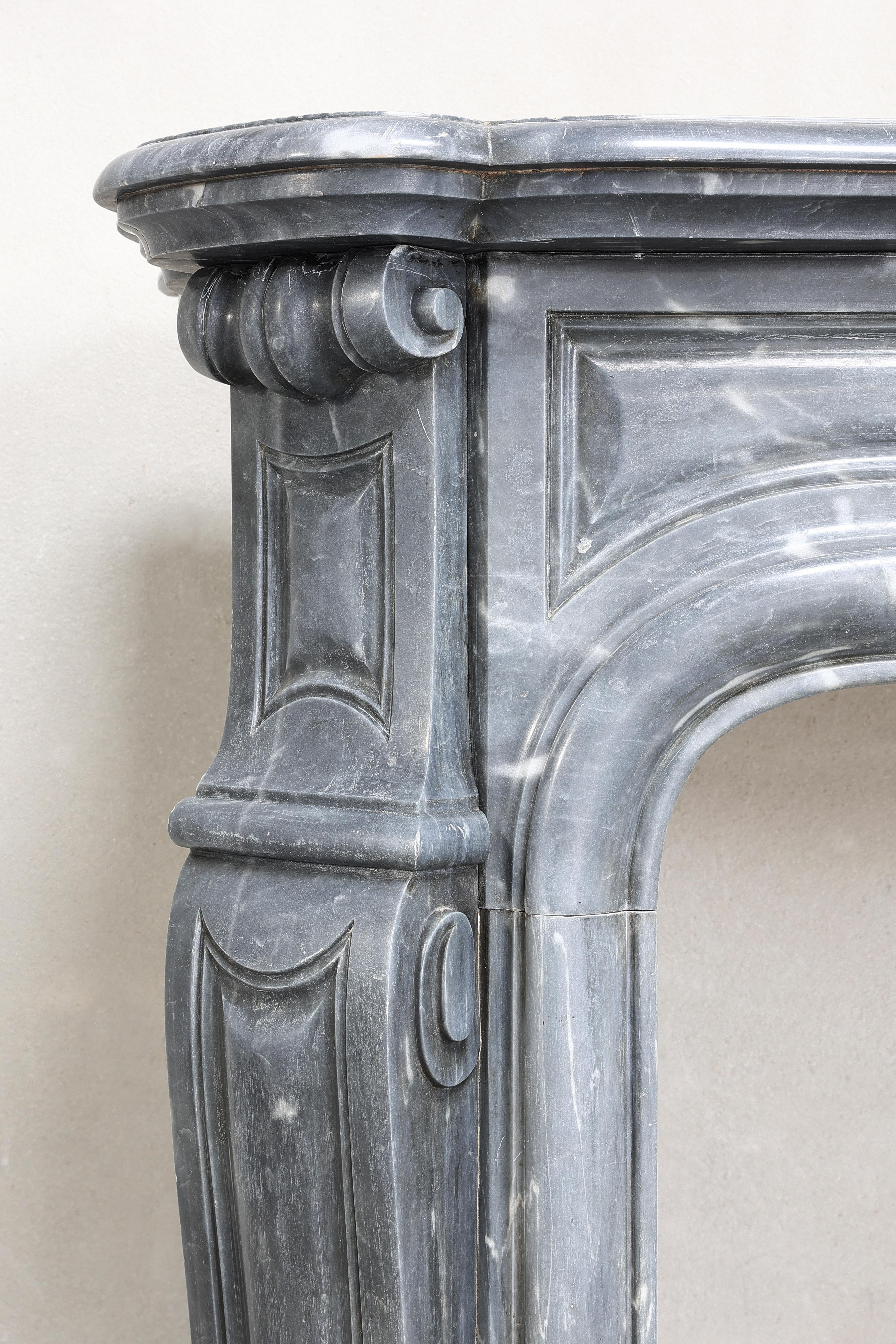 19th Century Mantel Surround of Blue Turquin Marble in Style of Pompadour 3
