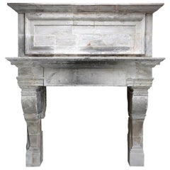 Antique Fireplace  18th Century  Louis XIII + Trumeau  French Limestone