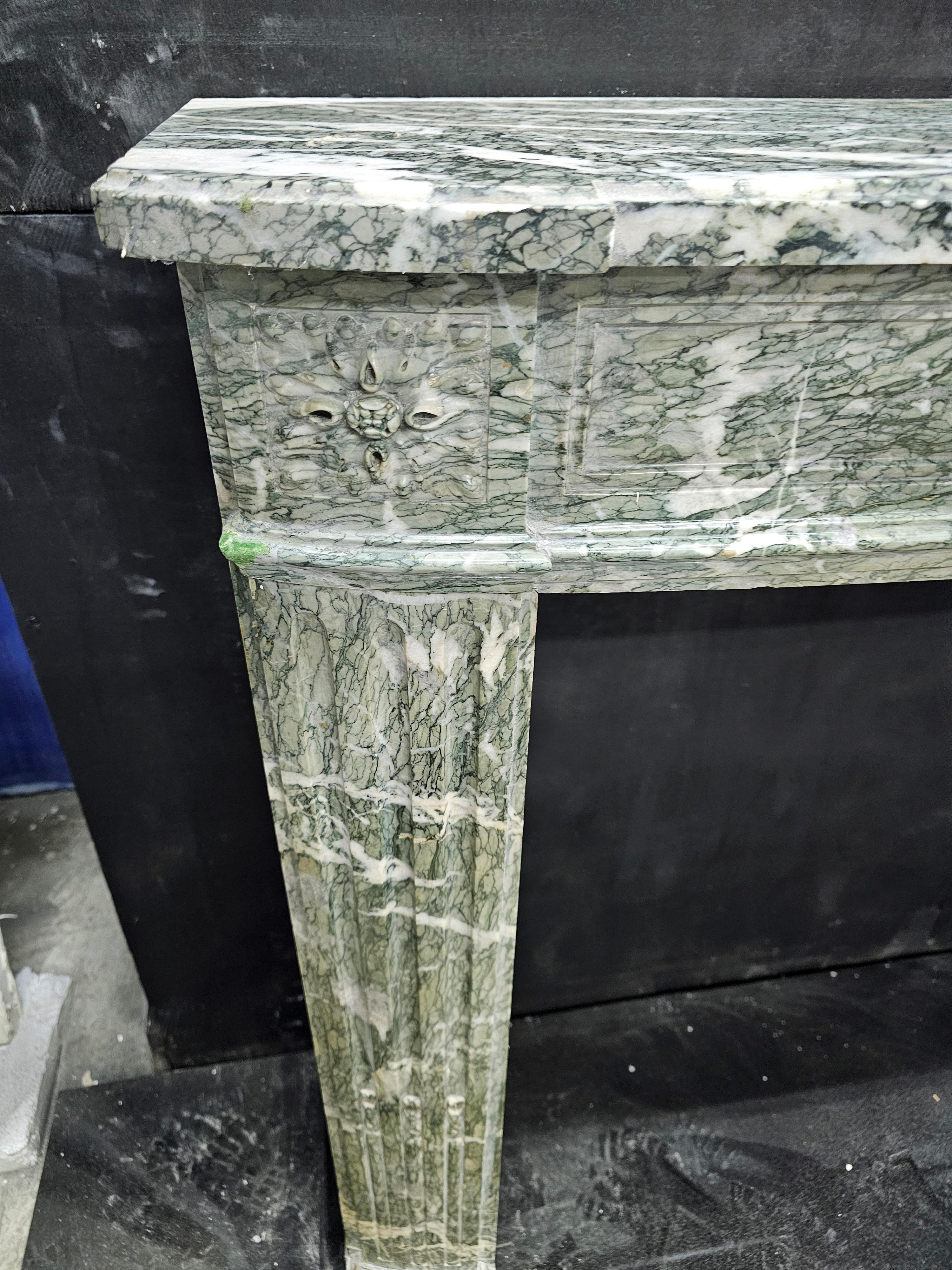 Louis XVI 19th Century Mantelpiece in Campan Green Marble For Sale