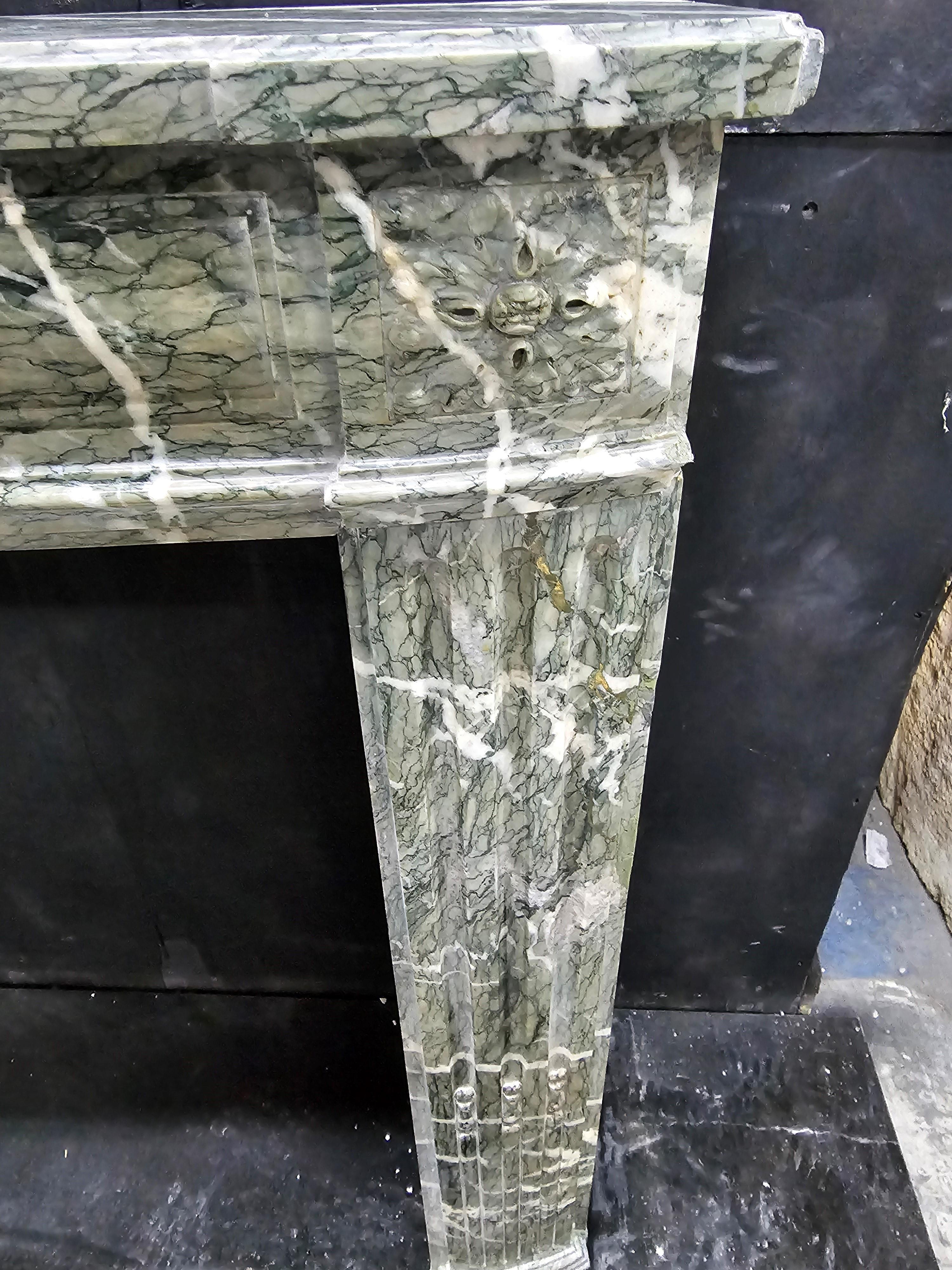 French 19th Century Mantelpiece in Campan Green Marble For Sale