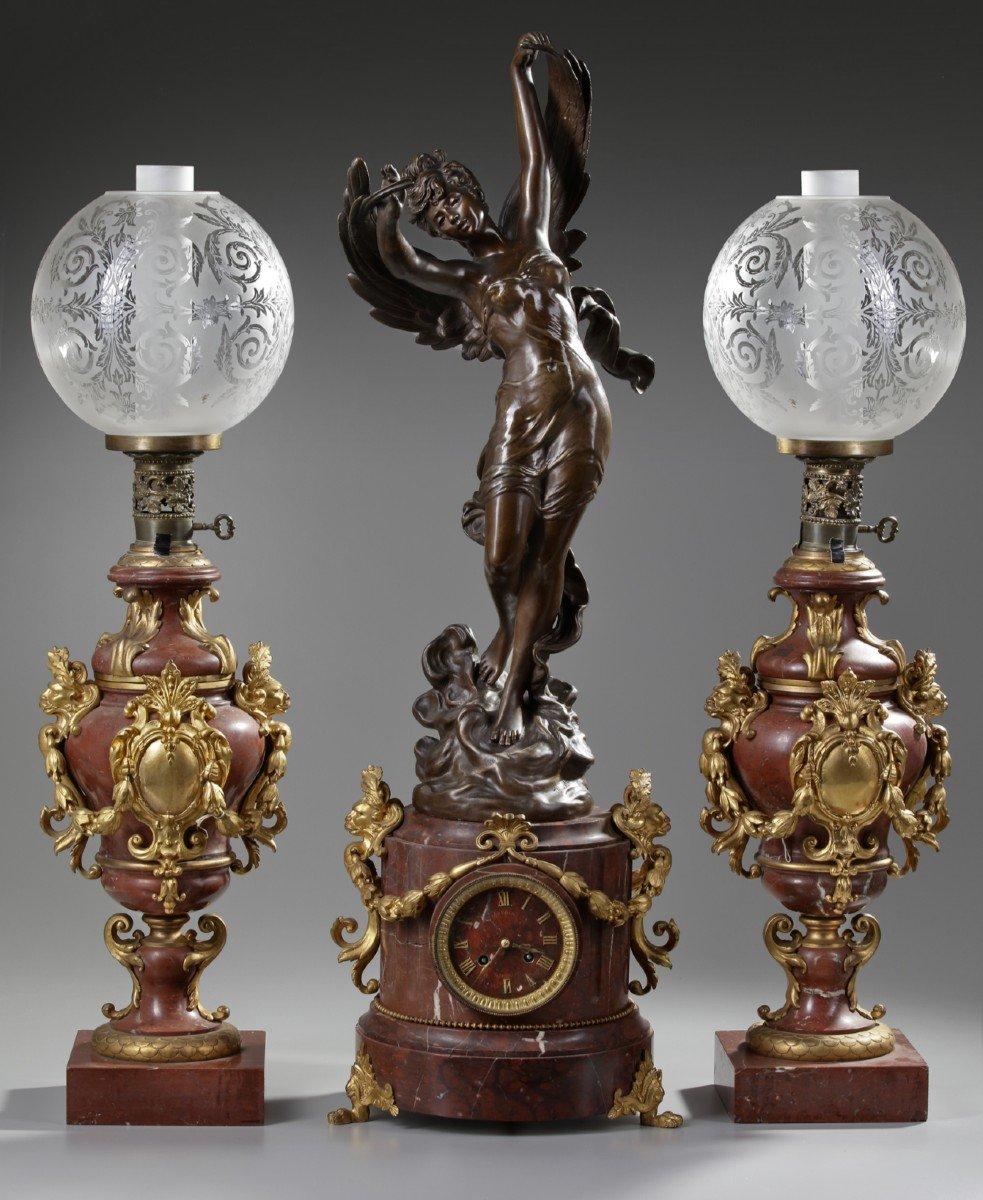 Bronze 19th Century Mantelpiece Set
