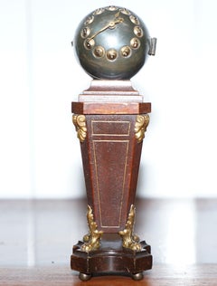 19th Century Mantle Clock with Pedestal Column Base Mystery Style Face Bronze