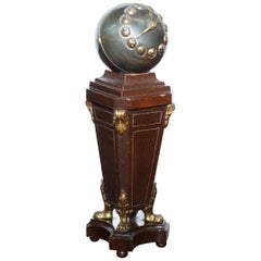 Antique 19th Century Mantle Clock with Pedestal Column Base Mystery Style Face Bronze